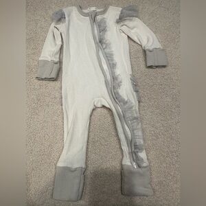 BEFORE & EVER 🦋 Gray Footies One Piece with Full-Length Zipper